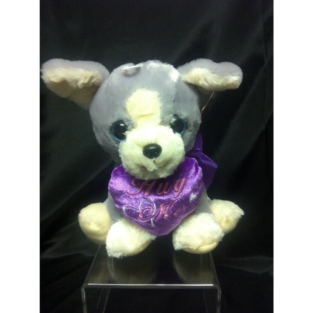Love Puppy with Hug Me Heart - Grey Dog Plush 9" - Valentine